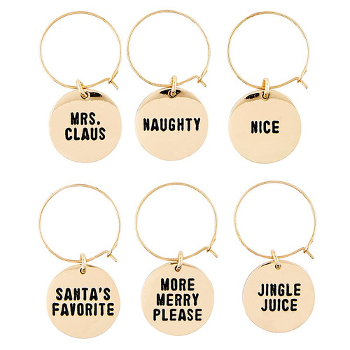 Holiday Wine Charms in Wood Box - Spirits Bright - Set of 6