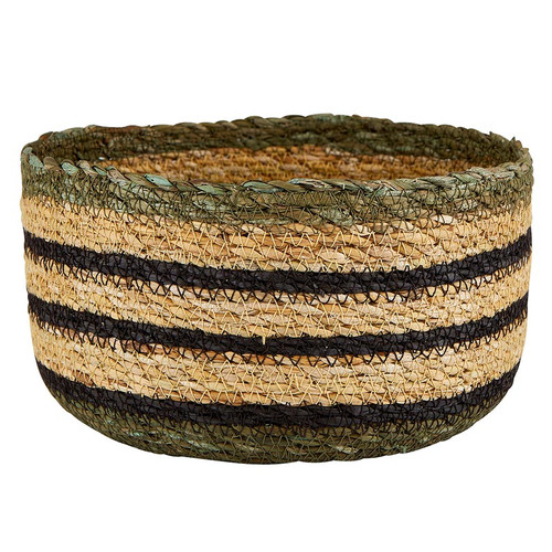 Seagrass Basket - Moss + Natural + Black