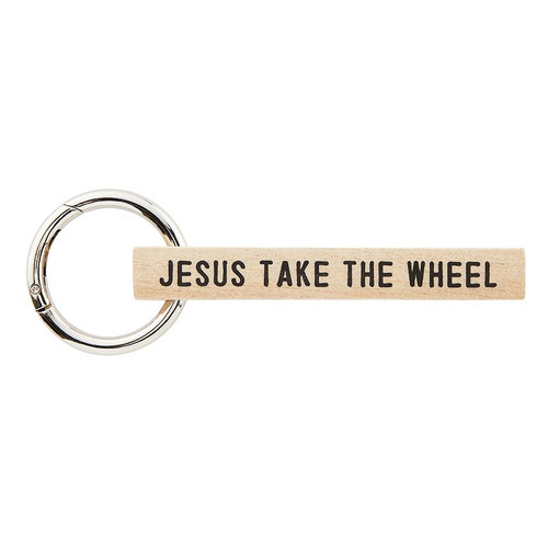 Face to Face Wood Keychain - Jesus Take the Wheel