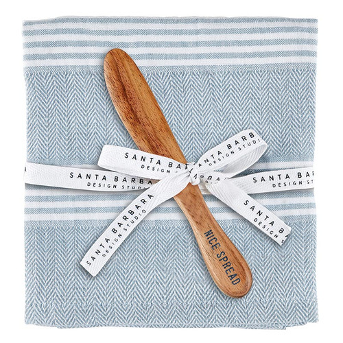 Face to Face Towel + Cheese Spreader Set - Blue