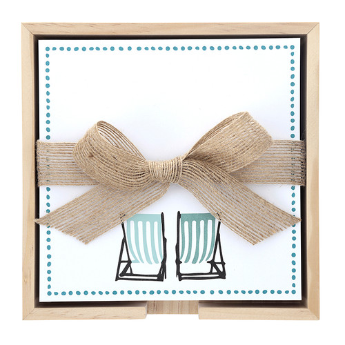 Square Notepaper with Acrylic Tray - Beach Chairs