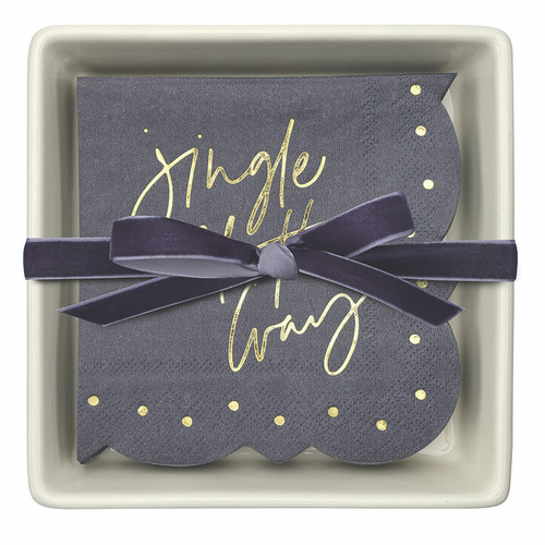 Ceramic Napkin Tray + Napkins - Jingle All The Way 