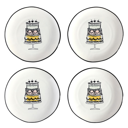 Ceramic Appetizer Plates - Cake - Set of 4