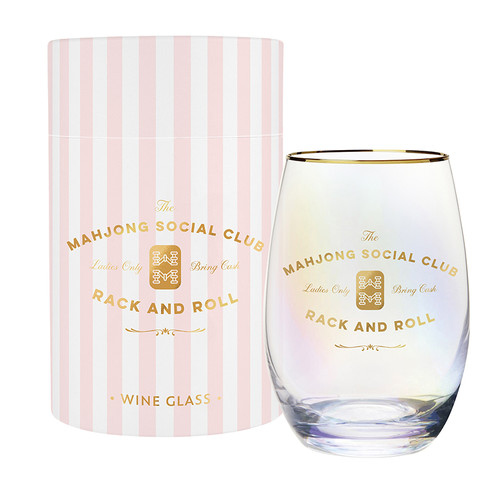 Gold Foil Stemless Wine Glass - Mahjong Social Club