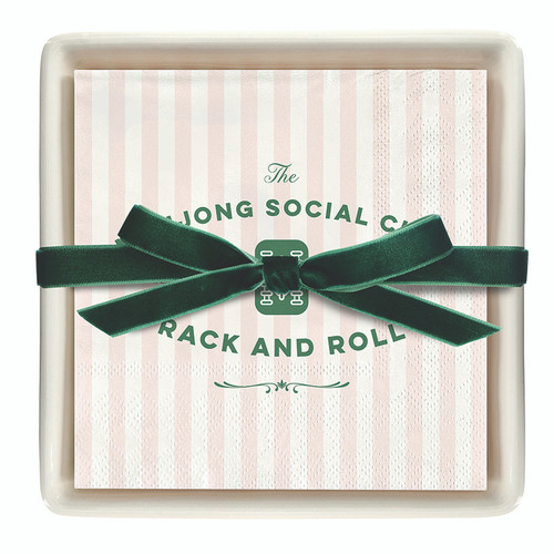 Ceramic Napkin Tray + Napkins - Mahjong Social Club 