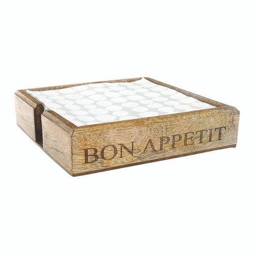Wood Napkin Holder - Bon Appetit