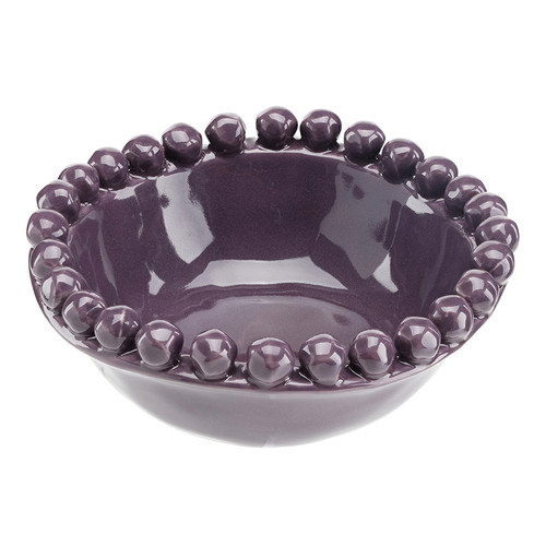 Ceramic Beaded Bowl - Small - Aubergine