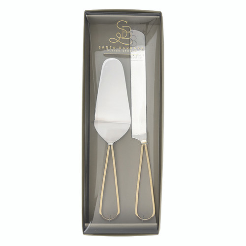 Gold Looped Handle Cake Serving Set - Set of 2