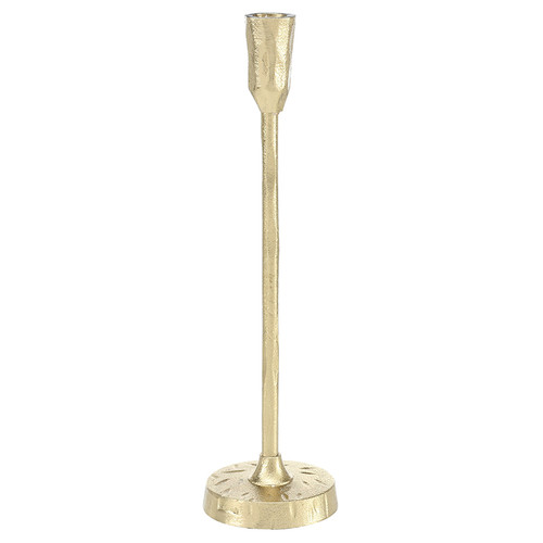 Face to Face Hammered Aluminum Candleholder - Medium - Gold