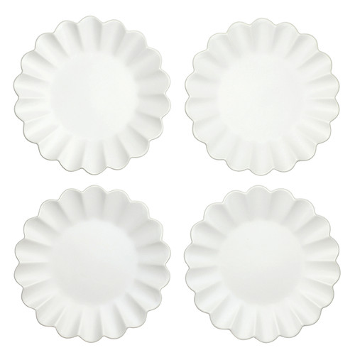 Face to Face Ceramic Appetizer Plates - Scallop - Set of 4