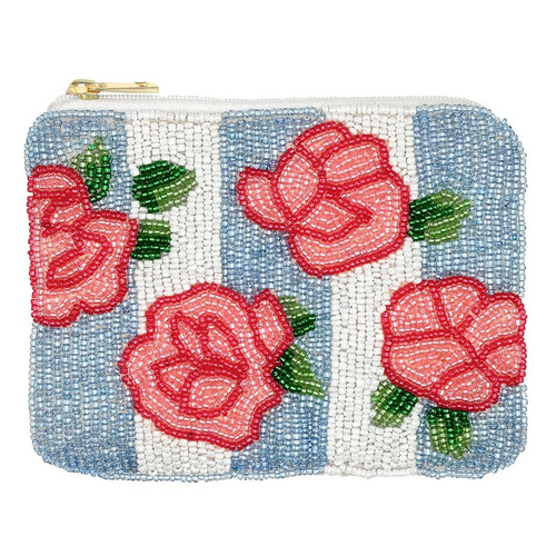 Beaded Pouch - Peony Flowers