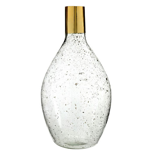 Recycled Glass Vase with Gold Trim - 15.5"
