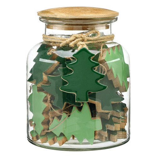 Enamel Wood Tree Ornaments - Green