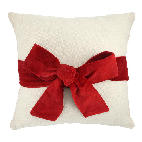 Velvet Bow Pillow - Red