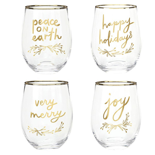 Boxed Stemless Wine Glass Set - Verry Merry