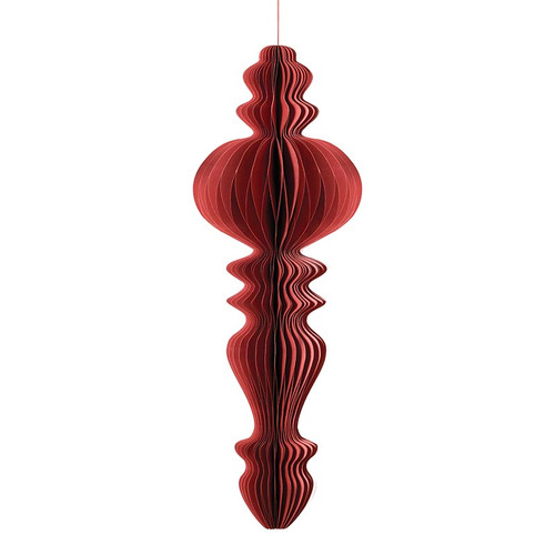 Traditional Finial Paper Ornaments - Deep Red 24" 