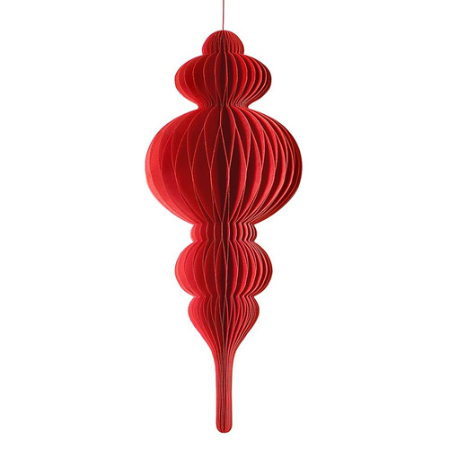 Luxe Finial Paper Ornaments - Red 24"