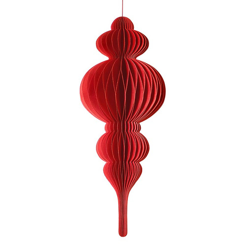 Luxe Finial Paper Ornaments - Red  9"