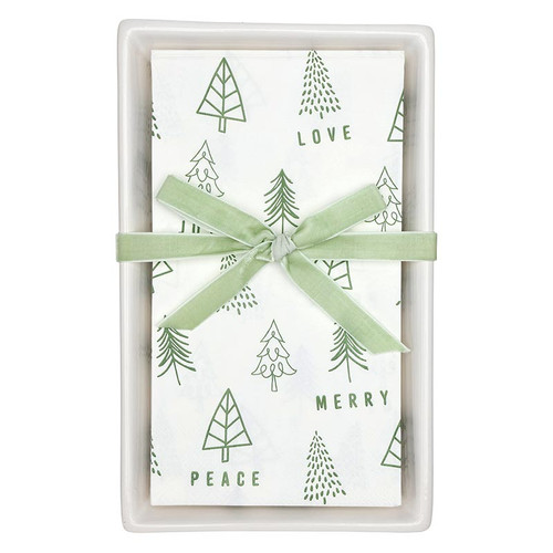 Face to Face Ceramic Tray + Guest Napkins - Holiday