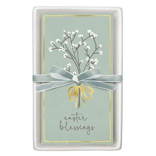 Ceramic Guest Napkin Tray + Napkins - Easter Blessings