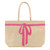 Luxe Burlap Tote - Hot Pink Bow