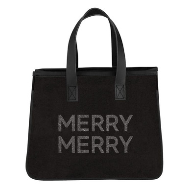Black Mini Canvas Tote - Merry Merry - [Consumer]Santa