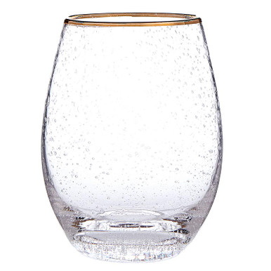 Stemless Wine Glasses,Gold Rim Clear Drinking Glasses 13.5 oz CREATIVE –  SHANULKA Home Decor