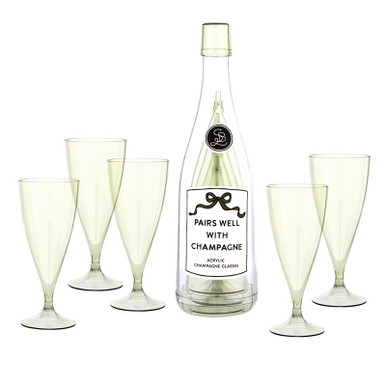 Acrylic Champagne Bottle + Glasses - Pairs Well - [Consumer]Santa Barbara  Design Studio