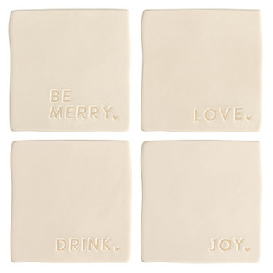 Ceramic Coasters - Joy Love Drink Be Merry - Set of 4 - [Consumer]Santa ...