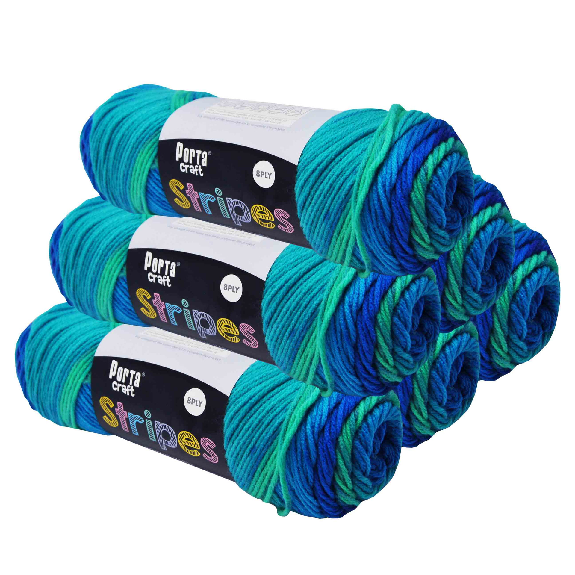 Stripes Acryl Yarn 100g 188m 8ply Cool (Product 153208) Craft Vault