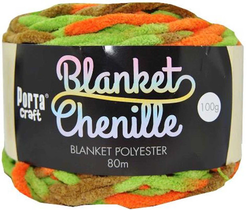 Chenille Blanket Yarn 100g 80m 12ply Peas & Carrots (Product # 151167)