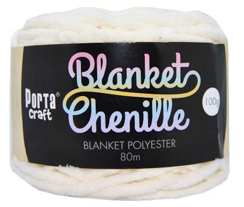 Chenille Blanket Yarn 100g 80m 12ply Cream (Product # 151389)