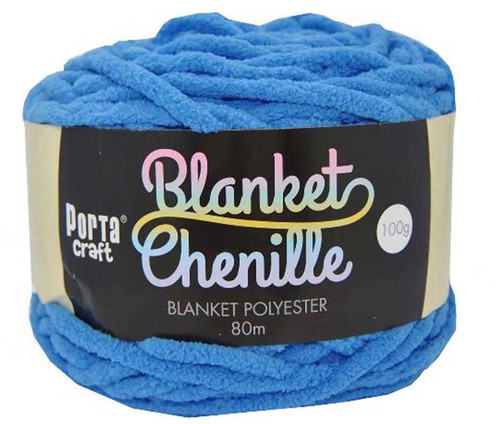 Chenille Blanket Yarn 100g 80m 12ply Bright Blue (Product # 151433)
