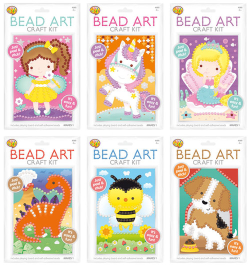 Bead Art Craft Kit 6 Assorted (Random Picked) Designs (Product # 149669)