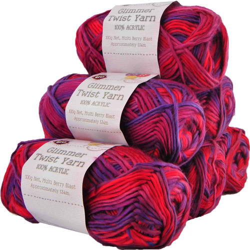 Glimmer Twist Yarn 100g 134m Berry Blast (Product # 142233)