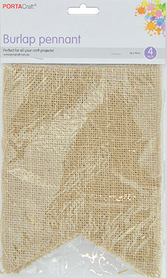 Burlap Pennants 140x190mm 4pk 2 Point Flag (Product # 138427)