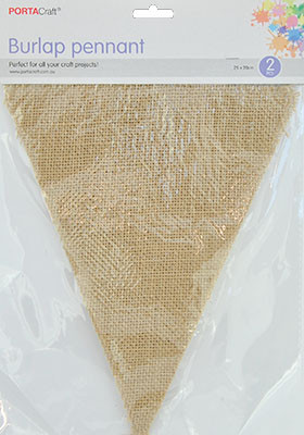 Burlap Pennants 200x250mm 2pk Triangle (Product # 138342)