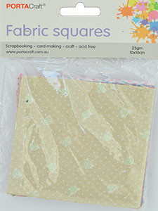 Fabric Squares 100x100mm 30pk 5 Designs (Product # 125021)