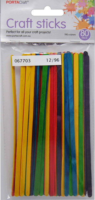 Skinny Sticks 190x6mm 80 Pack Coloured (Product # 067703)