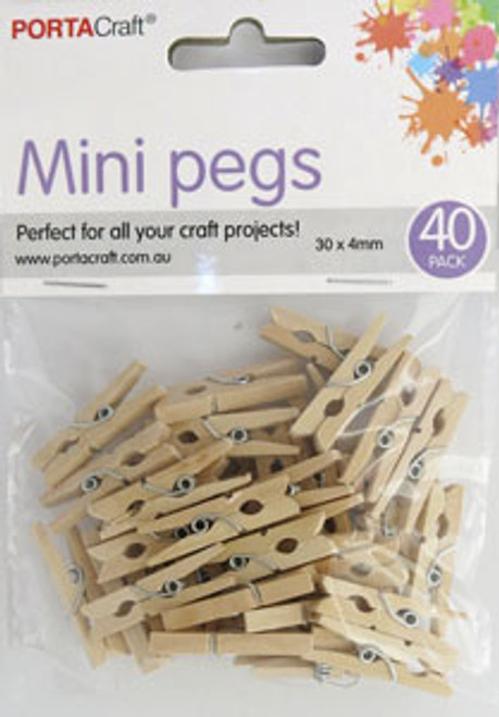 Clothes Pegs  30x4mm Natural 40 Pack (Product # 019832)