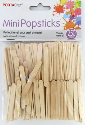 Popsticks 55mm Mini 250 pieces Natural (Product # 019801)