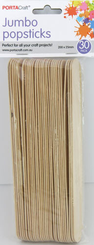 Popsticks 200x25mm Jumbo 30 pieces Natural (Product # 067673)