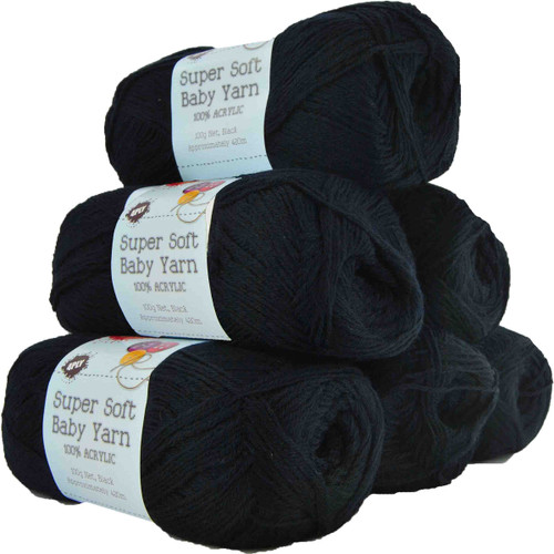 Super Soft Baby Acryl Yarn 420m 4ply Black (Product # 142370)