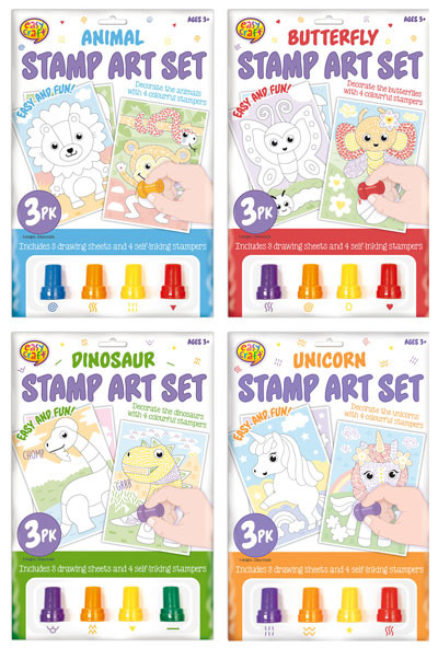 Stamp Art Kit 3pk 4 Assorted (Random Picked) Designs (Product # 160336)