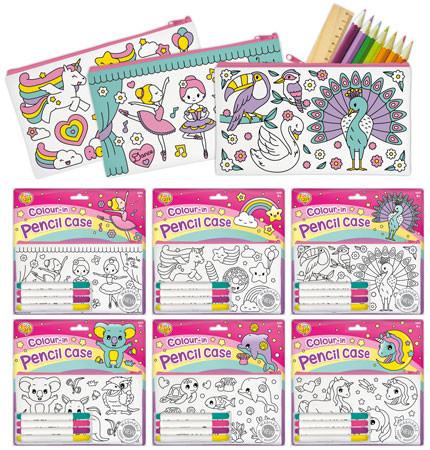 Colour In Pencil Cases Girl 6 Assorted (Random Picked) Designs (Product # 149997)