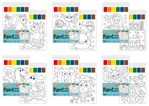 Water Paint Kit 2pk 6 Assorted (Random Picked) Designs (Product # 141427)