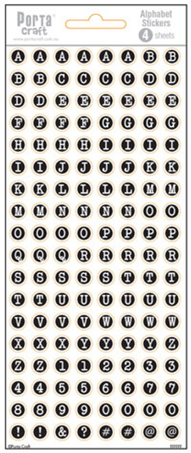 Alpha Stickers Buttons Black  4 Sheets (Product # 135549)