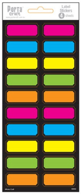 Label Stickers Mini Rectangles Fluro 4 Sheets (Product # 135938)