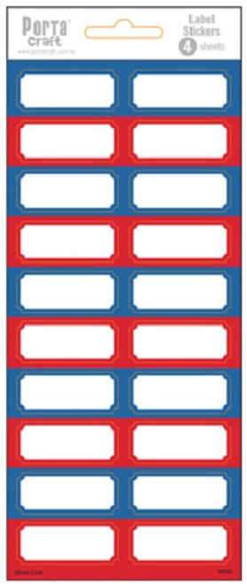 Label Stickers Mini Rectangles Blue & Red 4 Sheets (Product # 135945)