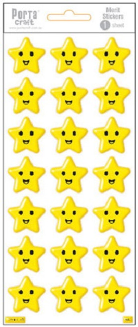 Merit Stickers Puffy Smiley Stars 1 Sheet (Product # 136126)